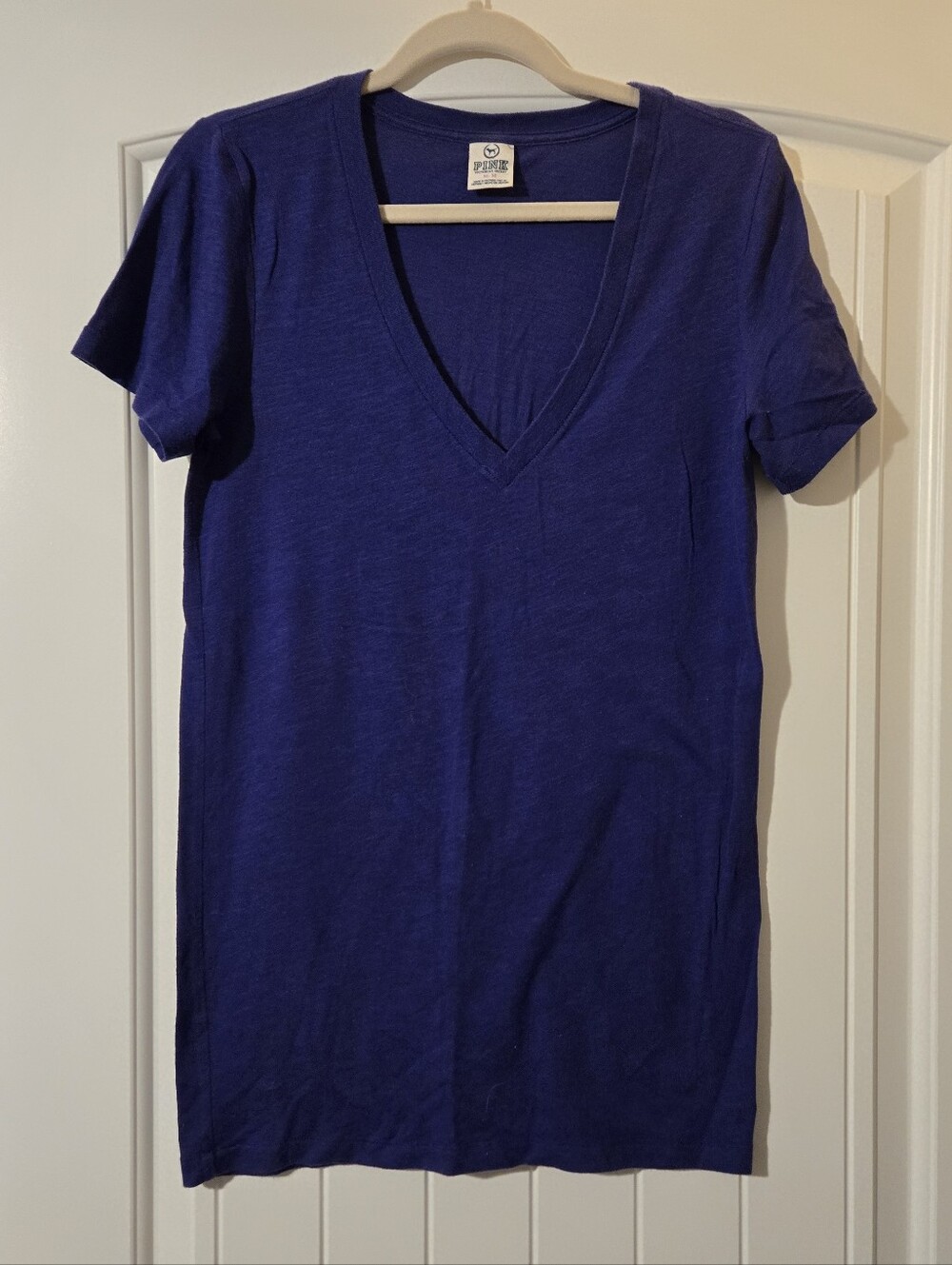 PINK Victoria's Secret Dark purple V-Neck Short Sleeve Tee